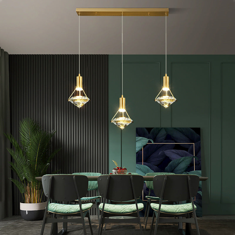 Modern Brass Crystal Pendant Light Diamond Crystal LED Bedroom Ceiling Lights Clearhalo 'Ceiling Lights' 'Modern Pendants' 'Modern' 'Pendant Lights' 'Pendants' Lighting' 2554799