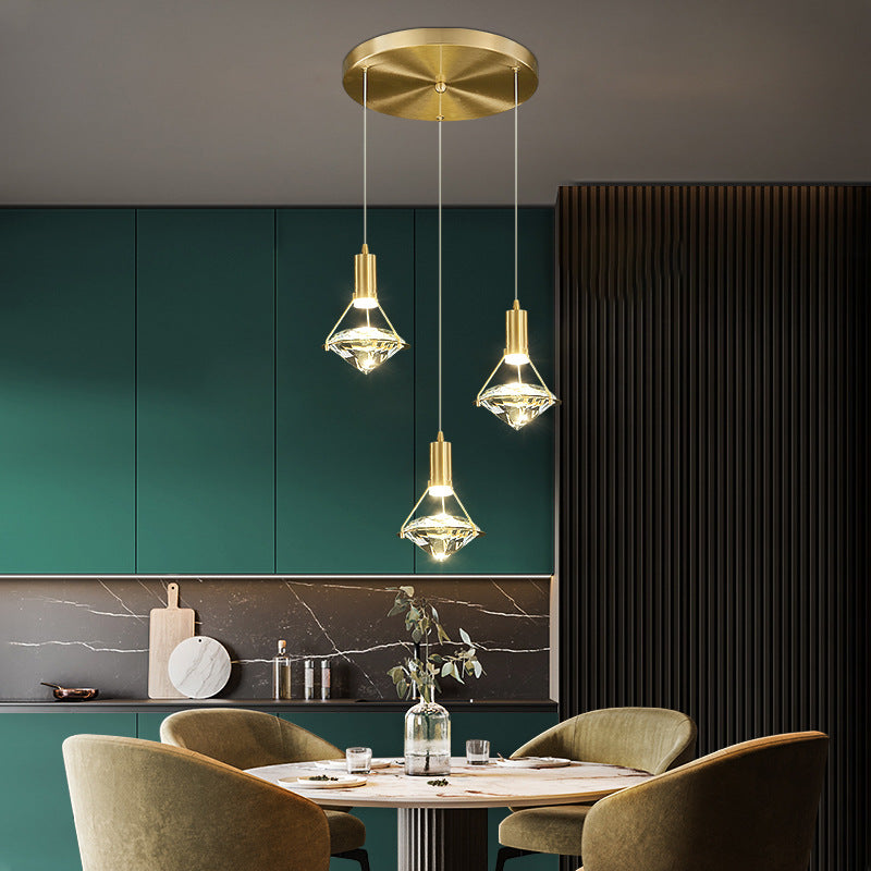 Modern Brass Crystal Pendant Light Diamond Crystal LED Bedroom Ceiling Lights Clearhalo 'Ceiling Lights' 'Modern Pendants' 'Modern' 'Pendant Lights' 'Pendants' Lighting' 2554801