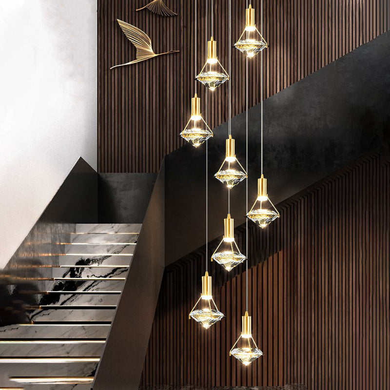 Modern Brass Crystal Pendant Light Diamond Crystal LED Bedroom Ceiling Lights Clearhalo 'Ceiling Lights' 'Modern Pendants' 'Modern' 'Pendant Lights' 'Pendants' Lighting' 2554802