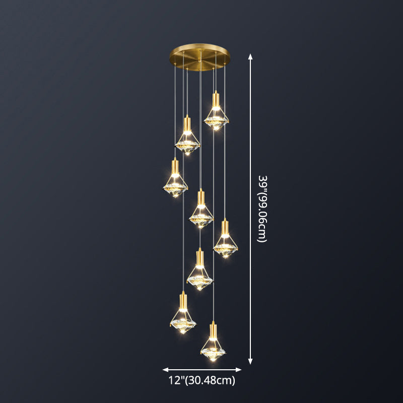 Modern Brass Crystal Pendant Light Diamond Crystal LED Bedroom Ceiling Lights Clearhalo 'Ceiling Lights' 'Modern Pendants' 'Modern' 'Pendant Lights' 'Pendants' Lighting' 2554807