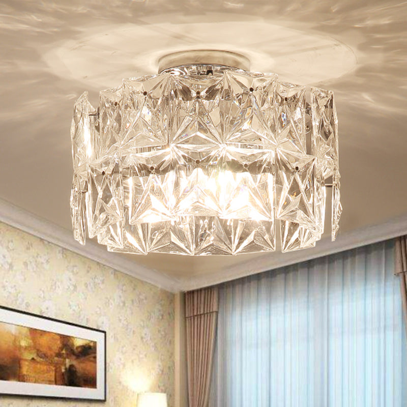 Clear Crystal Cubic Flush Ceiling Light Simplicity 6 Lights Flush Mount Ceiling Light Fixture for Bedroom Clearhalo 'Ceiling Lights' 'Close To Ceiling Lights' 'Close to ceiling' 'Flush mount' Lighting' 255487