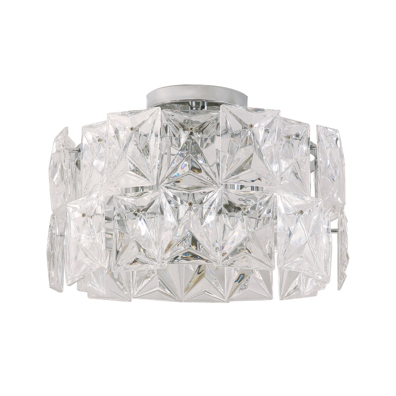 Clear Crystal Cubic Flush Ceiling Light Simplicity 6 Lights Flush Mount Ceiling Light Fixture for Bedroom Clearhalo 'Ceiling Lights' 'Close To Ceiling Lights' 'Close to ceiling' 'Flush mount' Lighting' 255489