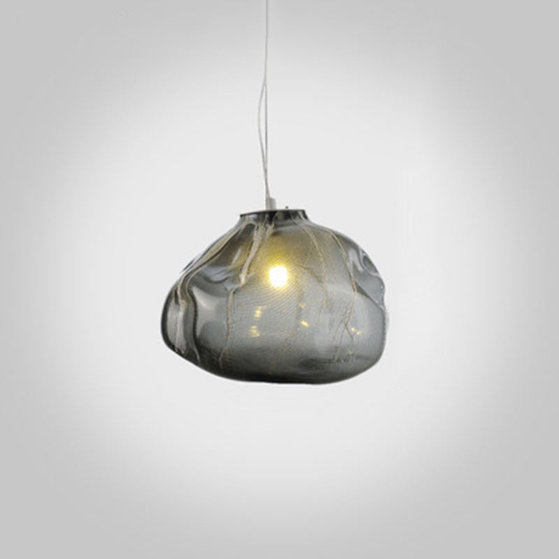 Post Modern Cloud Suspension Lighting Adjustable Cord Hanging Pendant Light Smoke Gray 8" Clearhalo 'Ceiling Lights' 'Glass shade' 'Glass' 'Modern Pendants' 'Modern' 'Pendant Lights' 'Pendants' Lighting' 2554947