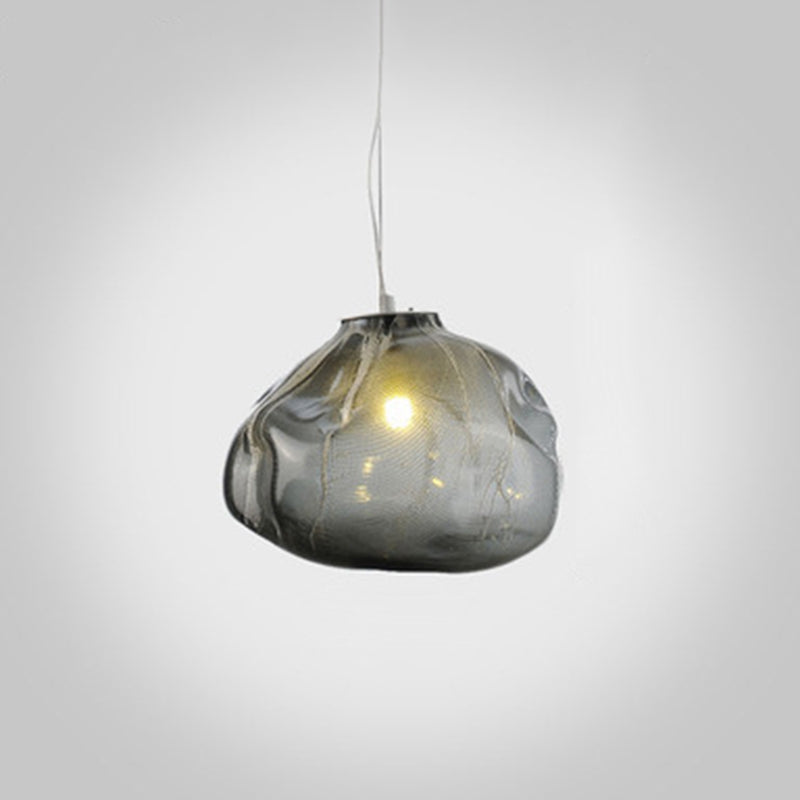 Post Modern Cloud Suspension Lighting Adjustable Cord Hanging Pendant Light Smoke Gray 12" Clearhalo 'Ceiling Lights' 'Glass shade' 'Glass' 'Modern Pendants' 'Modern' 'Pendant Lights' 'Pendants' Lighting' 2554948