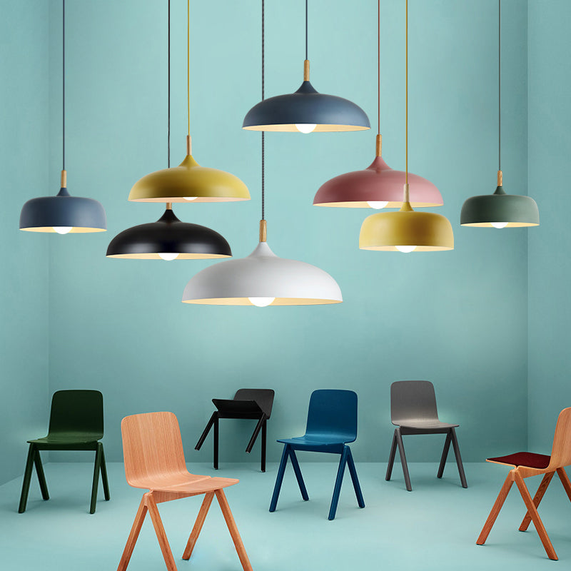 Macaron Color Modern LED Ceiling Light LED Hanging Pendant Light with Wood Lamp Socket Clearhalo 'Ceiling Lights' 'Modern Pendants' 'Modern' 'Pendant Lights' 'Pendants' Lighting' 2555021