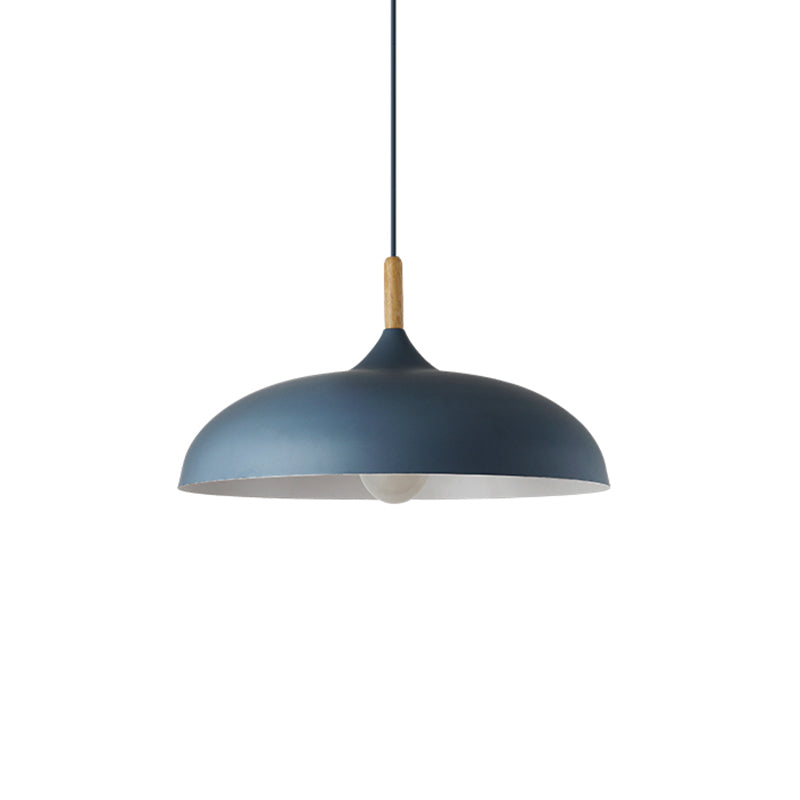 Macaron Color Modern LED Ceiling Light LED Hanging Pendant Light with Wood Lamp Socket Blue 18" Clearhalo 'Ceiling Lights' 'Modern Pendants' 'Modern' 'Pendant Lights' 'Pendants' Lighting' 2555036