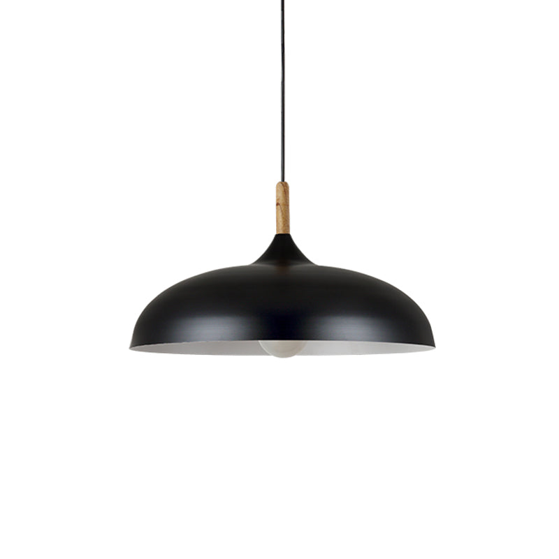 Macaron Color Modern LED Ceiling Light LED Hanging Pendant Light with Wood Lamp Socket Black 18" Clearhalo 'Ceiling Lights' 'Modern Pendants' 'Modern' 'Pendant Lights' 'Pendants' Lighting' 2555038