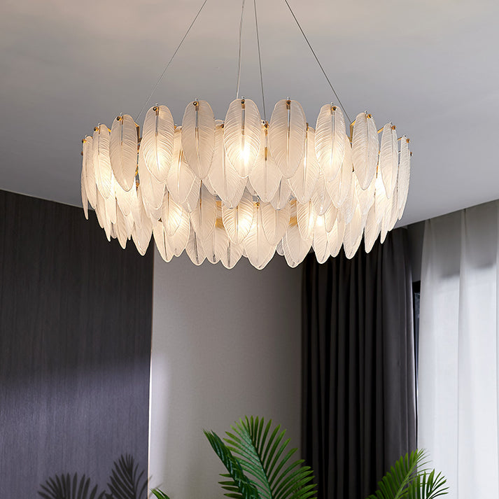 Circular Crystal Feather Chandelier Lamp Modern Crystal Hanging ...