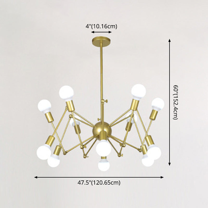 Retro Industrial Style Chandelier Light Sputnik Wrought Iron Multi Light Pendant for Bar Coffee Shop Clearhalo 'Cast Iron' 'Ceiling Lights' 'Chandeliers' 'Industrial Chandeliers' 'Industrial' 'Metal' 'Middle Century Chandeliers' 'Rustic Chandeliers' 'Tiffany' Lighting' 2555189