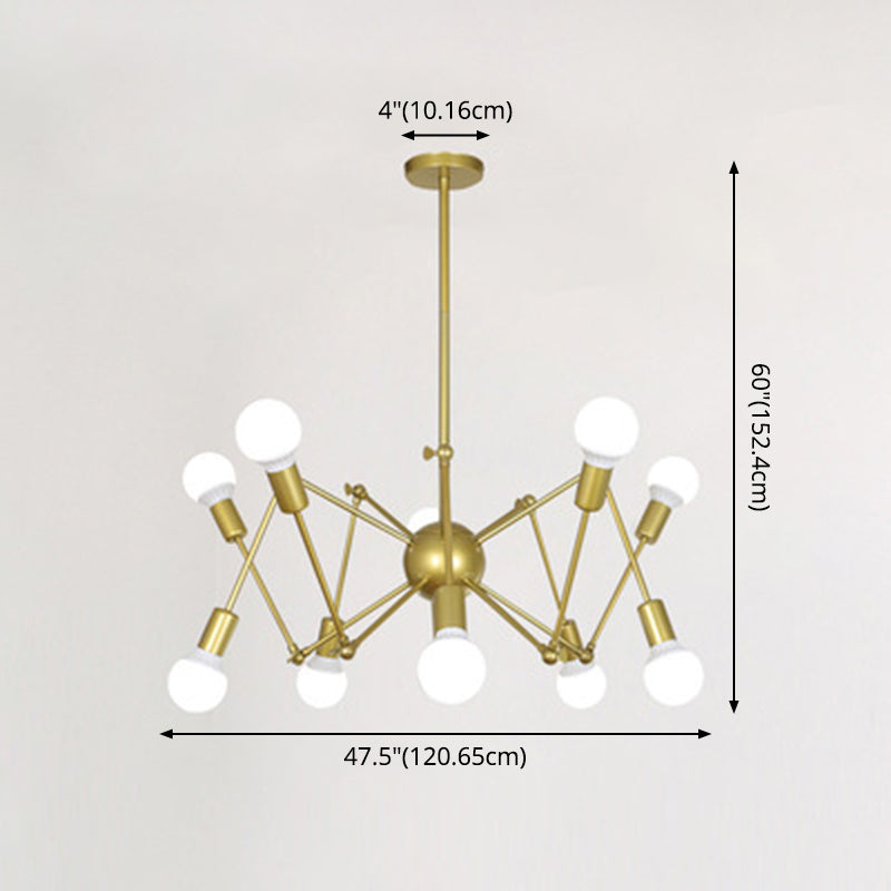 Retro Industrial Style Chandelier Light Sputnik Wrought Iron Multi Light Pendant for Bar Coffee Shop Clearhalo 'Cast Iron' 'Ceiling Lights' 'Chandeliers' 'Industrial Chandeliers' 'Industrial' 'Metal' 'Middle Century Chandeliers' 'Rustic Chandeliers' 'Tiffany' Lighting' 2555190