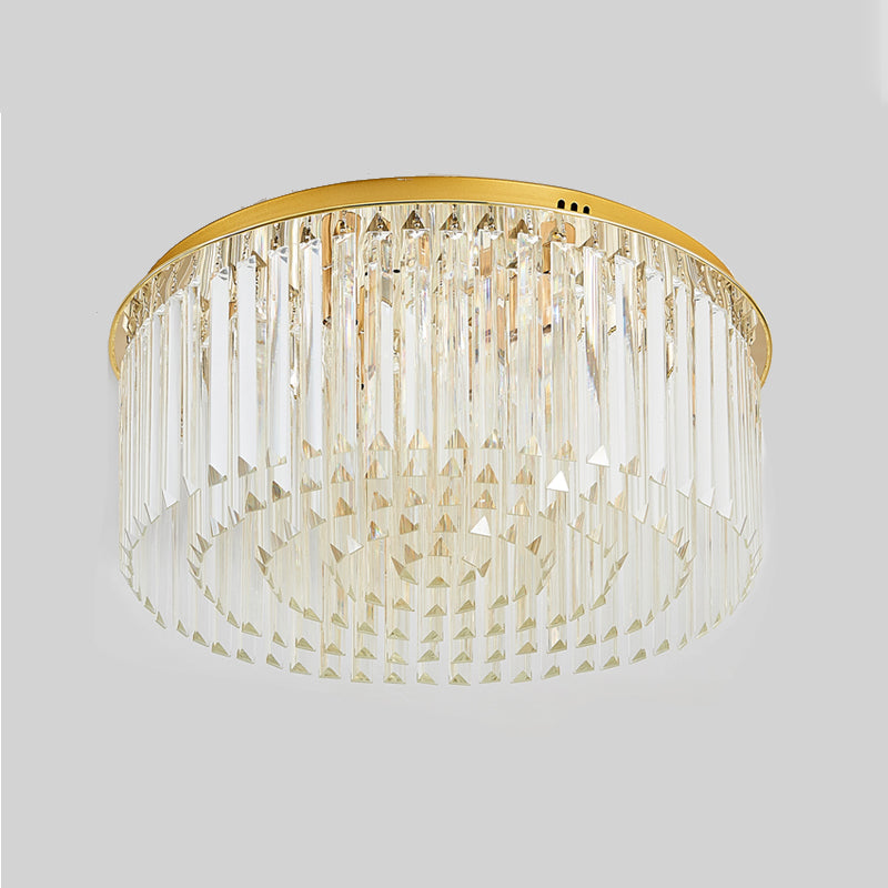 6-Light Dining Room Flush Light Contemporary Golden Ceiling Lamp with Round Crystal Shade Clearhalo 'Ceiling Lights' 'Close To Ceiling Lights' 'Close to ceiling' 'Flush mount' Lighting' 255547