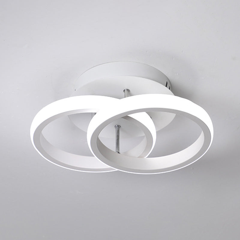 Round/Square/Moon Small Ceiling Lamp Modern Metal Black/White LED Semi Flush Mount Lighting for Corridor White Round Clearhalo 'Ceiling Lights' 'Close To Ceiling Lights' 'Close to ceiling' 'Semi-flushmount' Lighting' 2556361