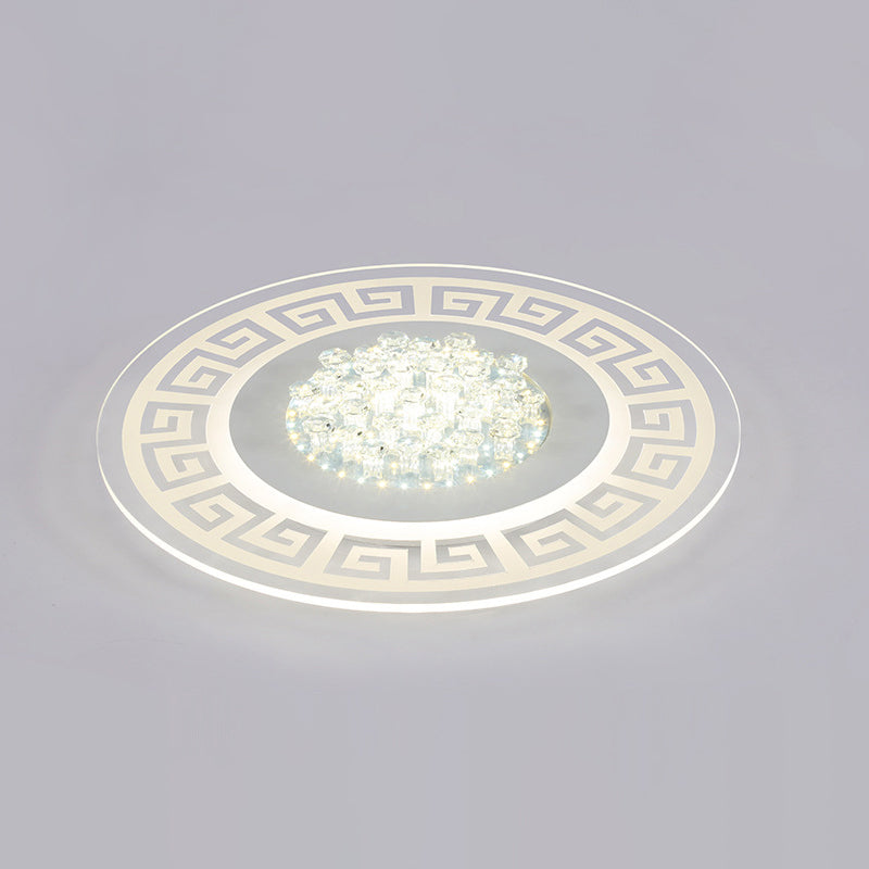 Extra-Thin Round Acrylic Flush Light Modern LED White Flush Mount Ceiling Light Fixture with Crystal Accents White 16.5" Third Gear Clearhalo 'Ceiling Lights' 'Close To Ceiling Lights' 'Close to ceiling' 'Flush mount' Lighting' 2556502