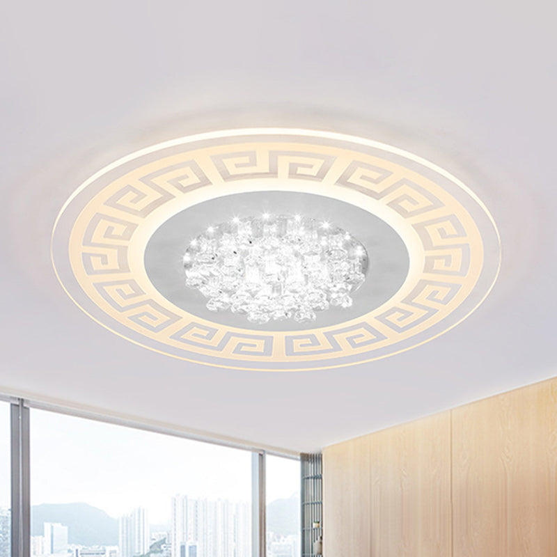 Extra-Thin Round Acrylic Flush Light Modern LED White Flush Mount Ceiling Light Fixture with Crystal Accents Clearhalo 'Ceiling Lights' 'Close To Ceiling Lights' 'Close to ceiling' 'Flush mount' Lighting' 2556504