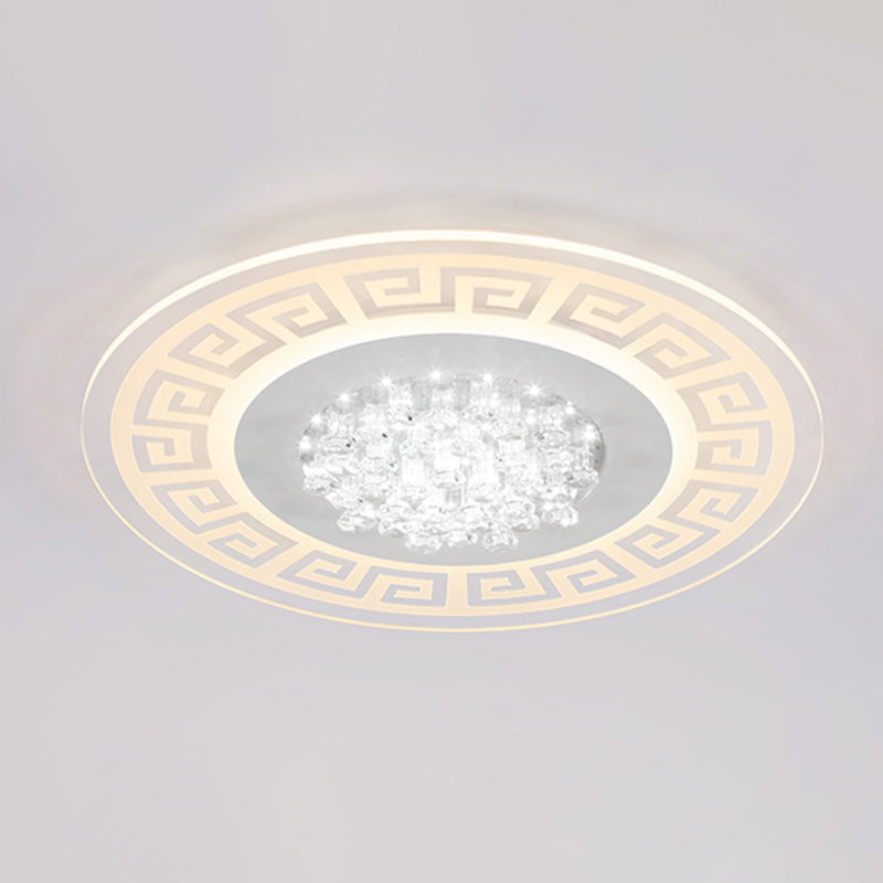 Extra-Thin Round Acrylic Flush Light Modern LED White Flush Mount Ceiling Light Fixture with Crystal Accents Clearhalo 'Ceiling Lights' 'Close To Ceiling Lights' 'Close to ceiling' 'Flush mount' Lighting' 2556505