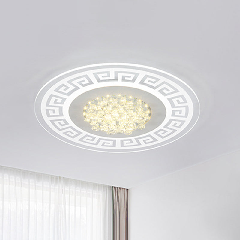 Extra-Thin Round Acrylic Flush Light Modern LED White Flush Mount Ceiling Light Fixture with Crystal Accents Clearhalo 'Ceiling Lights' 'Close To Ceiling Lights' 'Close to ceiling' 'Flush mount' Lighting' 2556508