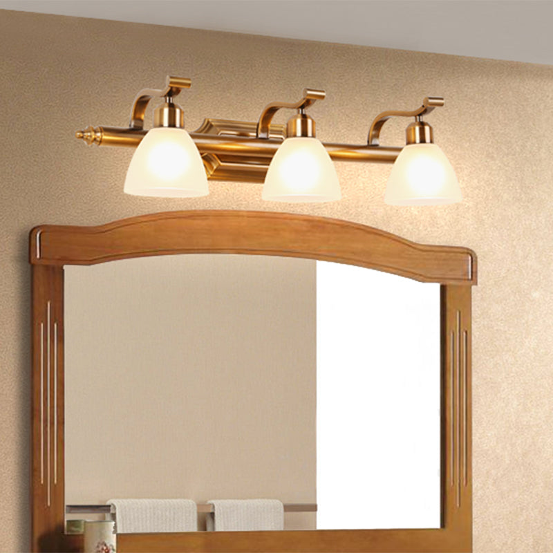 Brass 2/3/4 Bulbs Vanity Lamp Traditionalism Metal Bowl Wall Mount Light Fixture for Bathroom Clearhalo 'Vanity Lights' 'Wall Lights' Lighting' 2556695