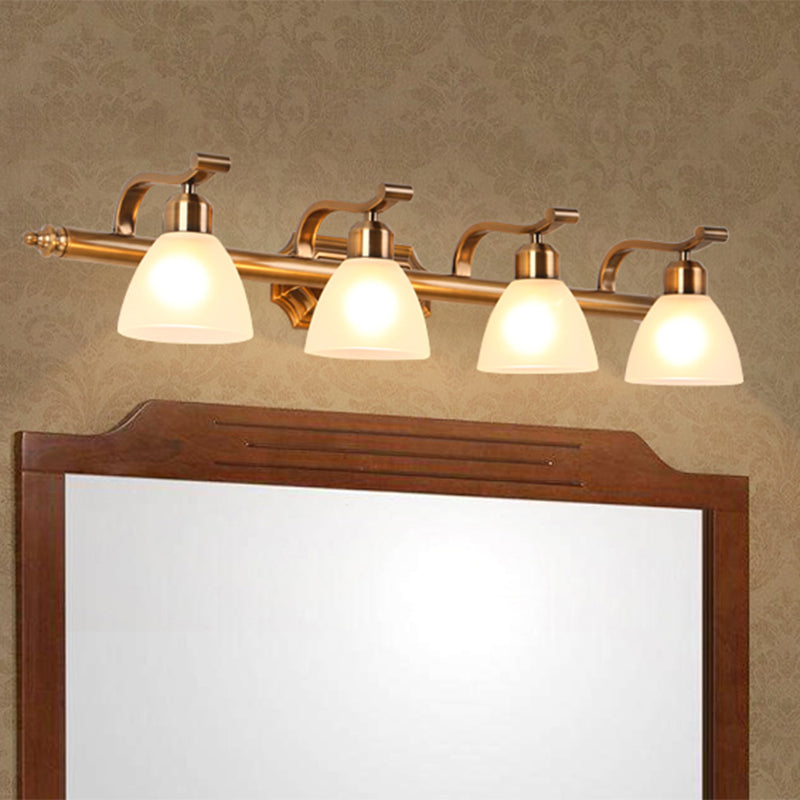 Brass 2/3/4 Bulbs Vanity Lamp Traditionalism Metal Bowl Wall Mount Light Fixture for Bathroom 4.0 Brass Clearhalo 'Vanity Lights' 'Wall Lights' Lighting' 2556696