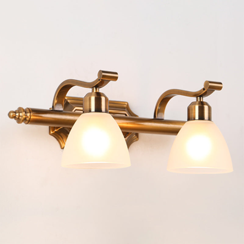 Brass 2/3/4 Bulbs Vanity Lamp Traditionalism Metal Bowl Wall Mount Light Fixture for Bathroom 2.0 Brass Clearhalo 'Vanity Lights' 'Wall Lights' Lighting' 2556697