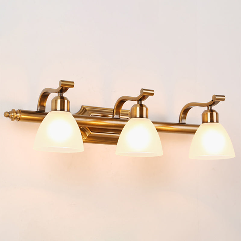 Brass 2/3/4 Bulbs Vanity Lamp Traditionalism Metal Bowl Wall Mount Light Fixture for Bathroom Clearhalo 'Vanity Lights' 'Wall Lights' Lighting' 2556698