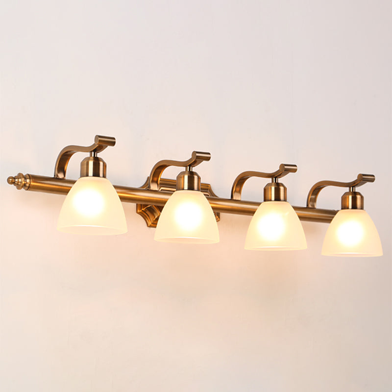 Brass 2/3/4 Bulbs Vanity Lamp Traditionalism Metal Bowl Wall Mount Light Fixture for Bathroom Clearhalo 'Vanity Lights' 'Wall Lights' Lighting' 2556699