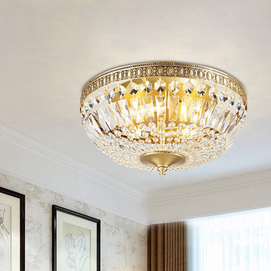 Gold Dome Flush Ceiling Light Contemporary 4 Lights Clear Glass Flush Mount Lamp Gold Clearhalo 'Ceiling Lights' 'Close To Ceiling Lights' 'Close to ceiling' 'Flush mount' Lighting' 255669