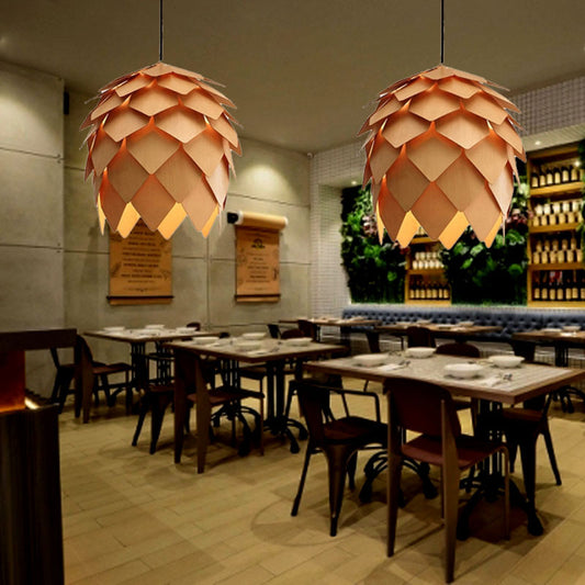 Pinecone Shade Pendant Light Natural Designer Woody Hanging Light for Dining Room Clearhalo 'Ceiling Lights' 'Pendant Lights' 'Pendants' Lighting' 2556708