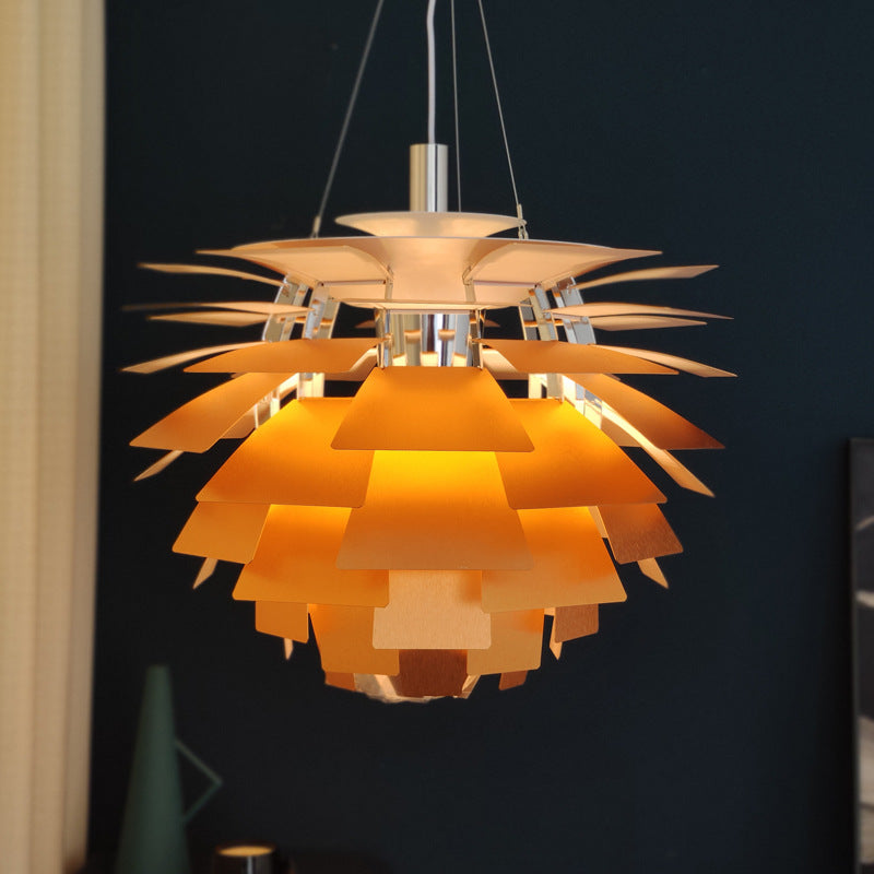 Pinecone Shade Pendant Light Natural Designer Aluminum Hanging Light for Living Room Clearhalo 'Ceiling Lights' 'Pendant Lights' 'Pendants' Lighting' 2556716