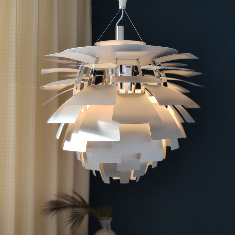 Pinecone Shade Pendant Light Natural Designer Aluminum Hanging Light for Living Room Silver Clearhalo 'Ceiling Lights' 'Pendant Lights' 'Pendants' Lighting' 2556718