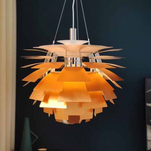 Pinecone Shade Pendant Light Natural Designer Aluminum Hanging Light for Living Room Gold Clearhalo 'Ceiling Lights' 'Pendant Lights' 'Pendants' Lighting' 2556720