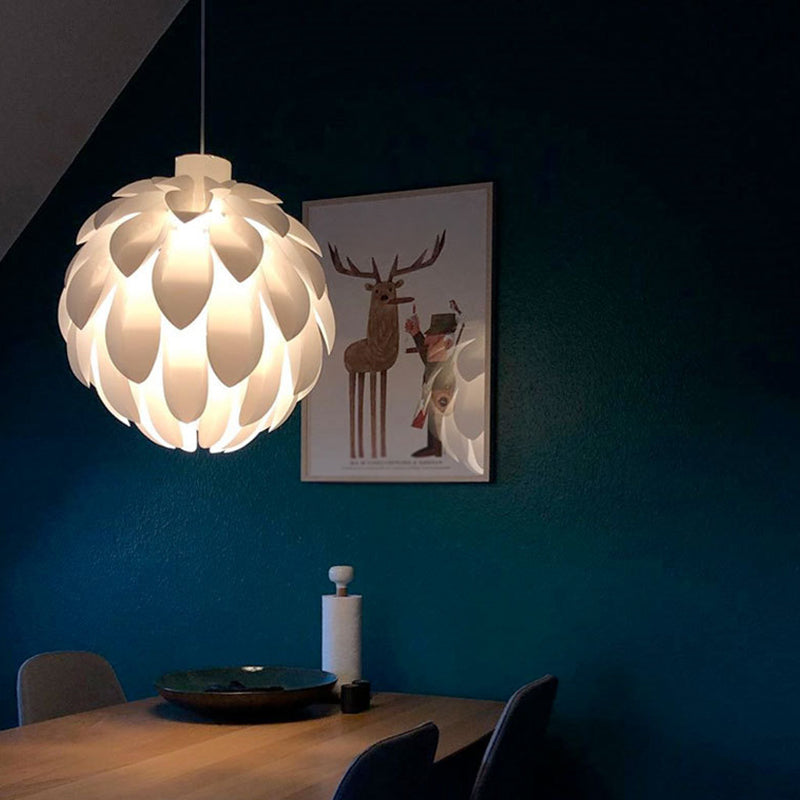 White Pinecone Shade Pendant Light Nordic Modern 1 Light PVC Living Room Hanging Lamp Clearhalo 'Ceiling Lights' 'Pendant Lights' 'Pendants' Lighting' 2556745