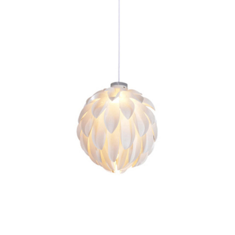 White Pinecone Shade Pendant Light Nordic Modern 1 Light PVC Living Room Hanging Lamp White 16" Clearhalo 'Ceiling Lights' 'Pendant Lights' 'Pendants' Lighting' 2556746