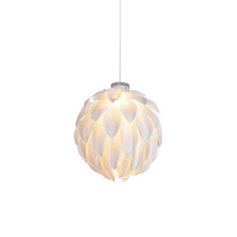 White Pinecone Shade Pendant Light Nordic Modern 1 Light PVC Living Room Hanging Lamp White 20" Clearhalo 'Ceiling Lights' 'Pendant Lights' 'Pendants' Lighting' 2556747