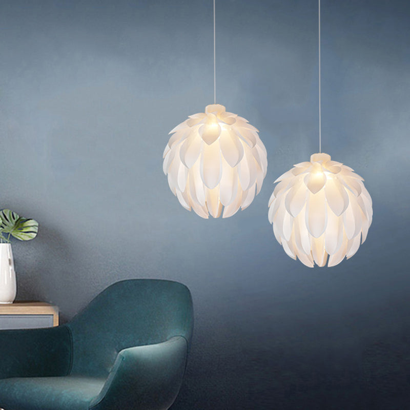 White Pinecone Shade Pendant Light Nordic Modern 1 Light PVC Living Room Hanging Lamp Clearhalo 'Ceiling Lights' 'Pendant Lights' 'Pendants' Lighting' 2556749