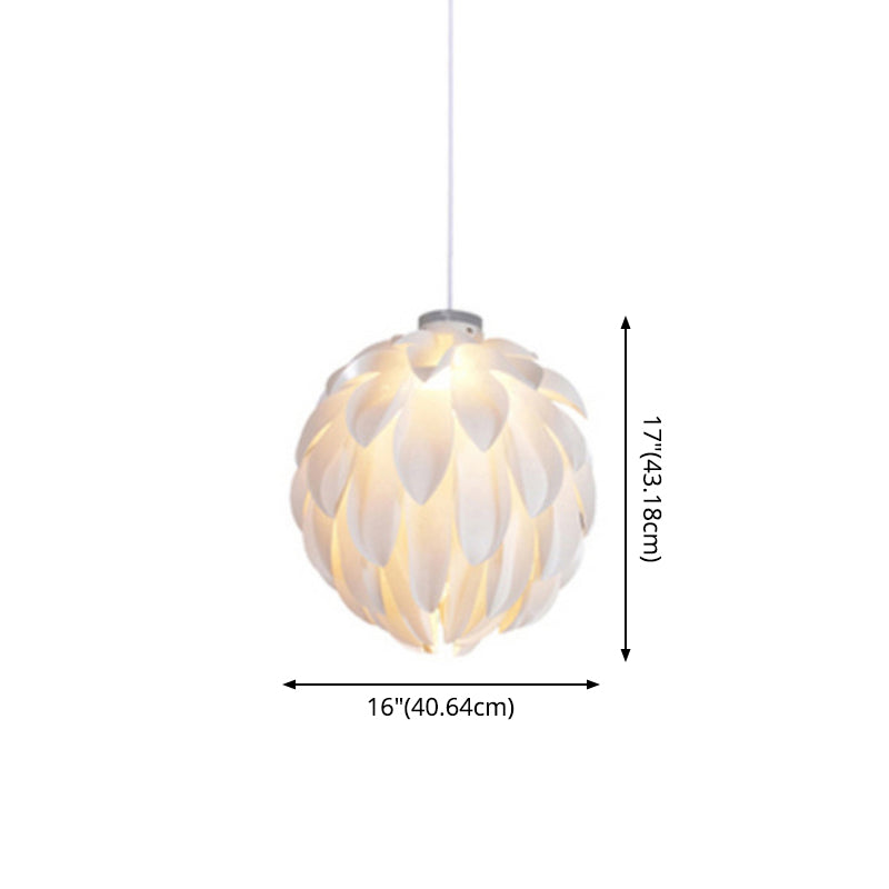 White Pinecone Shade Pendant Light Nordic Modern 1 Light PVC Living Room Hanging Lamp Clearhalo 'Ceiling Lights' 'Pendant Lights' 'Pendants' Lighting' 2556752