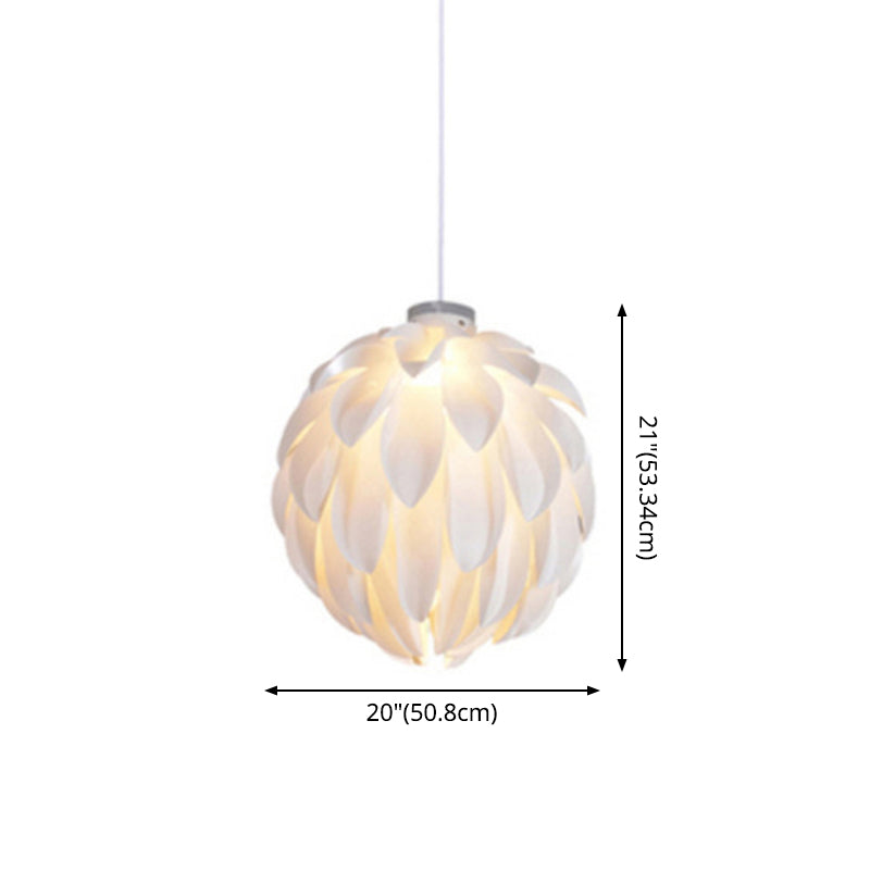 White Pinecone Shade Pendant Light Nordic Modern 1 Light PVC Living Room Hanging Lamp Clearhalo 'Ceiling Lights' 'Pendant Lights' 'Pendants' Lighting' 2556753