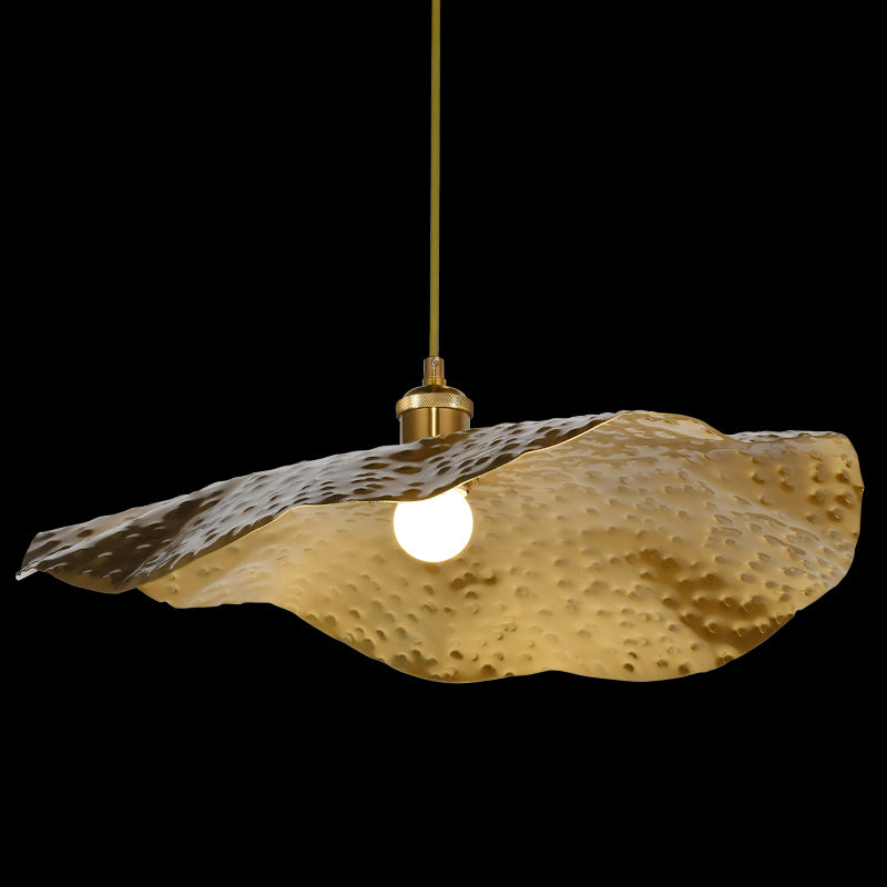 Golden Bronze 1 Light Lotus Leaf Shaped Ceiling Pendant Mid-Century Metal Hanging Lamp for Restaurant Bronze 19.5" Clearhalo 'Ceiling Lights' 'Pendant Lights' 'Pendants' Lighting' 2556756