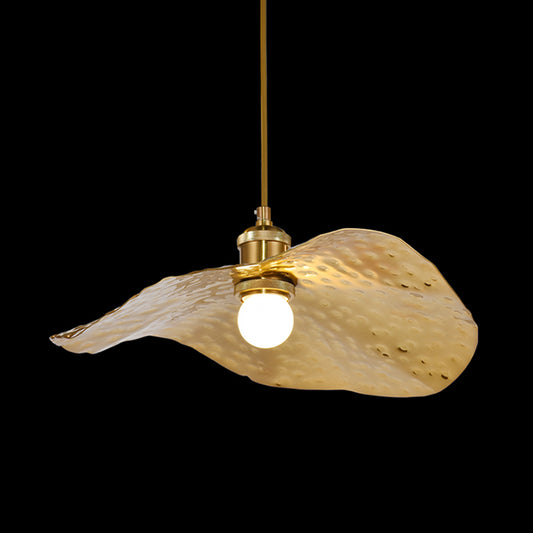 Golden Bronze 1 Light Lotus Leaf Shaped Ceiling Pendant Mid-Century Metal Hanging Lamp for Restaurant Bronze 16" Clearhalo 'Ceiling Lights' 'Pendant Lights' 'Pendants' Lighting' 2556758