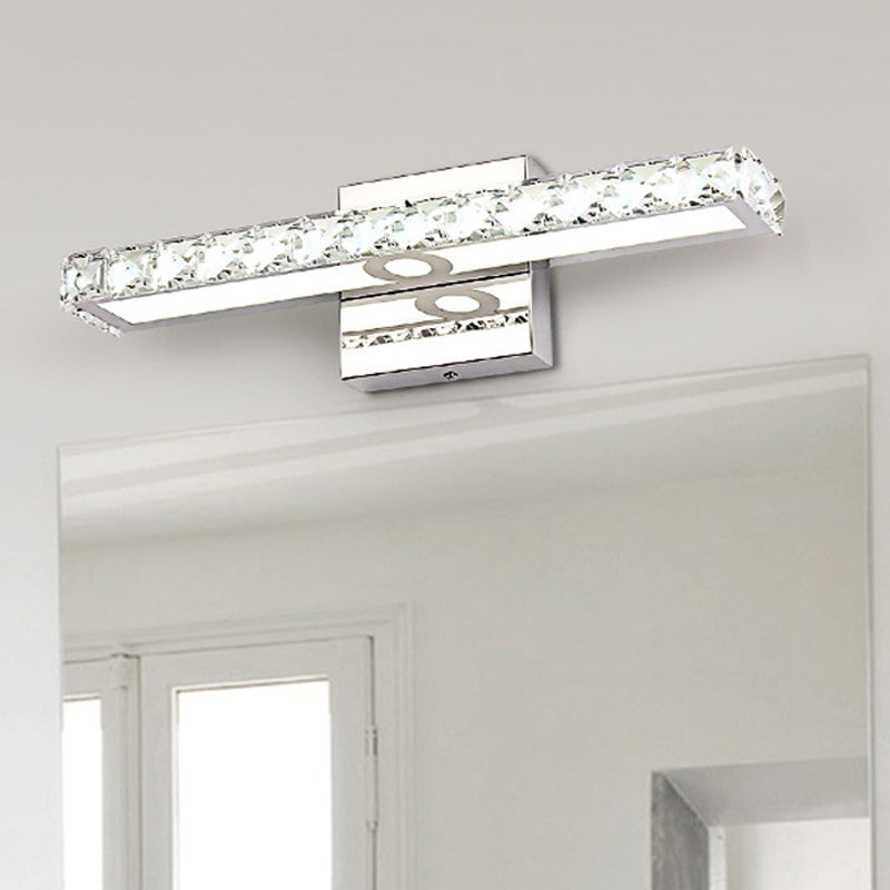 Rectangle Vanity Wall Sconce Modern Style Clear Crystal Integrated LED Bathroom Wall Mounted Lamp Clear Clearhalo 'Modern wall lights' 'Modern' 'Vanity Lights' 'Wall Lights' Lighting' 255676