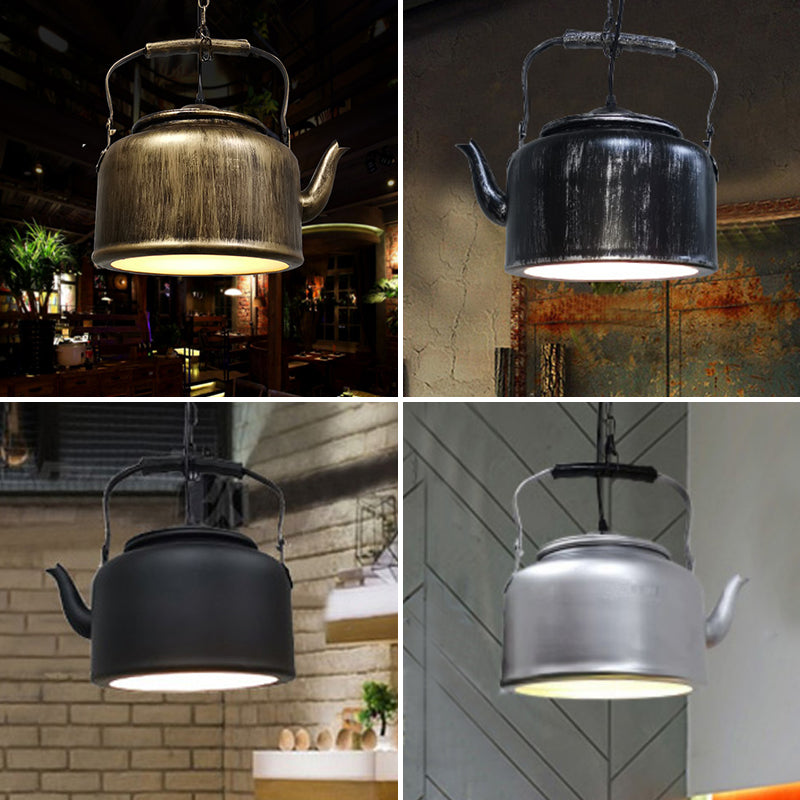 Art Deco Industrial Style Kettle Shade Pendant Light Fixture Metal 1 Light Hanging Lamp Clearhalo 'Art Deco Pendants' 'Black' 'Cast Iron' 'Ceiling Lights' 'Ceramic' 'Crystal' 'Industrial Pendants' 'Industrial' 'Metal' 'Middle Century Pendants' 'Pendant Lights' 'Pendants' 'Rustic Pendants' 'Tiffany' Lighting' 2556762