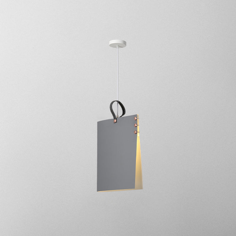 Modern Art Deco Metal Hanging Light Fixtures 1 Light Simple Rectangle Pendant Light Grey 16" Clearhalo 'Ceiling Lights' 'Pendant Lights' 'Pendants' Lighting' 2556773