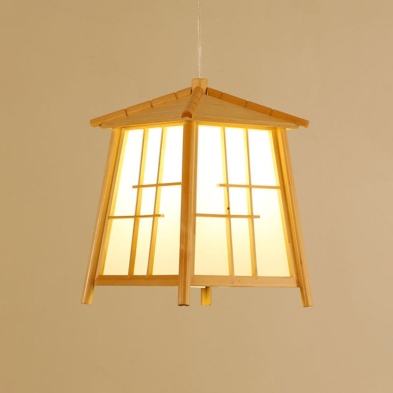 Chinese Style Contracted Small House Pendant Light 1 Light Wood Hanging Lamp for Dining Room Wood Clearhalo 'Ceiling Lights' 'Pendant Lights' 'Pendants' Lighting' 2556786