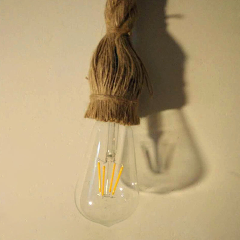 1 Light Linen Rope Pendant Light Retro Industrial Bare Bulb Hanging Lamp for Dining Room Clearhalo 'Ceiling Lights' 'Industrial Pendants' 'Industrial' 'Middle Century Pendants' 'Pendant Lights' 'Pendants' 'Tiffany' Lighting' 2556845