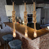 Exposed Bulb Natural Rope Pendant Light Vintage Industrial Restaurant Hanging Light Fixtures 1 Beige Clearhalo 'Ceiling Lights' 'Industrial Pendants' 'Industrial' 'Middle Century Pendants' 'Pendant Lights' 'Pendants' 'Tiffany' Lighting' 2556849