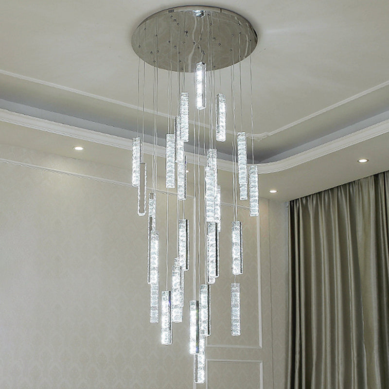 Multiple Rectangle Crystal Drop Lamp Modern Long Suspension Pendant Light for Stairway Clearhalo 'Ceiling Lights' 'Modern Pendants' 'Modern' 'Pendant Lights' 'Pendants' Lighting' 2556868