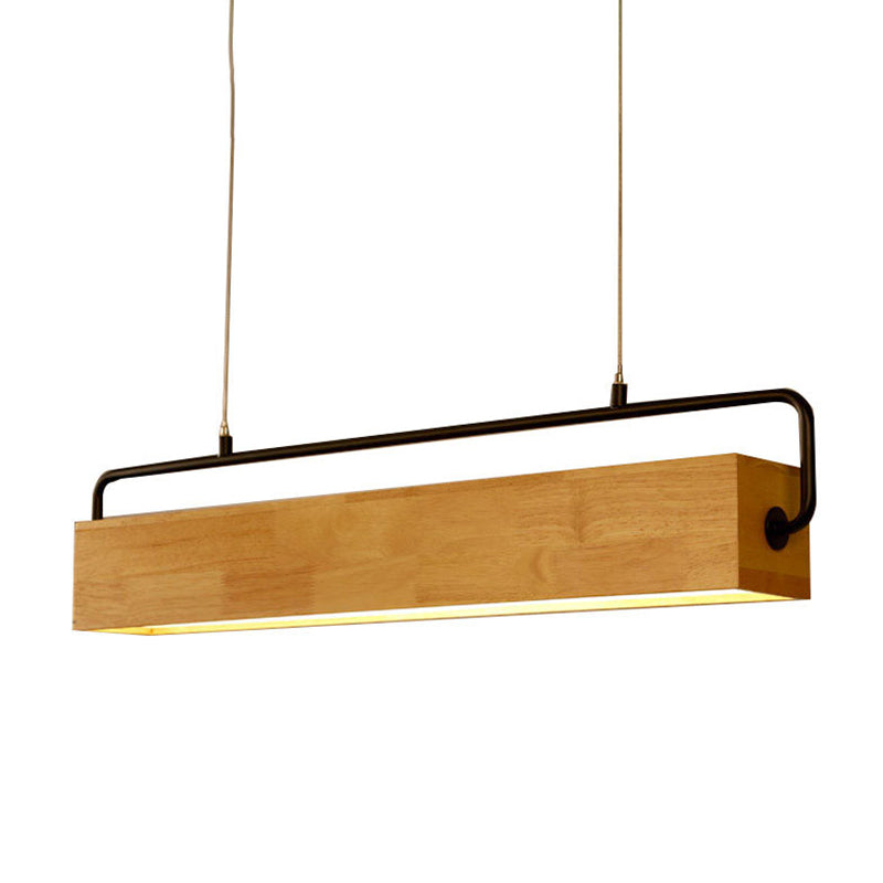 Modern Nordic Strip Island Pendant Lighting Rectangular Wood Restaurant Linear Chandelier Clearhalo 'Ceiling Lights' 'Island Lights' Lighting' 2556984