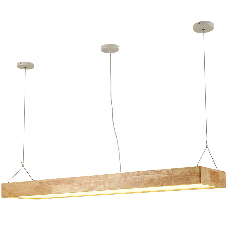 Beige Rectangular Island Pendant Lighting Modern Minimalist Wood LED Island Lamps Clearhalo 'Ceiling Lights' 'Island Lights' Lighting' 2556997