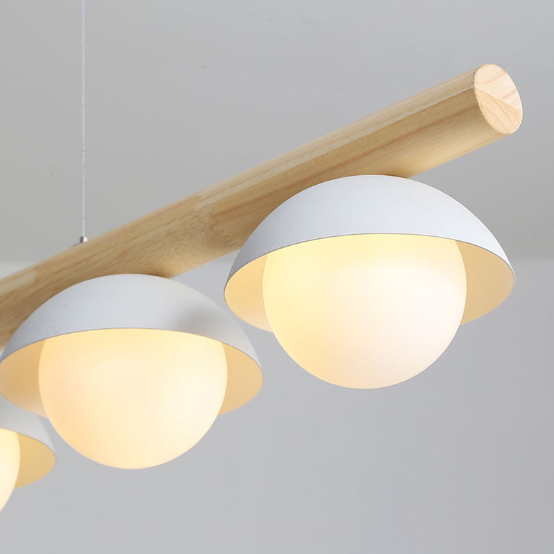 Modern Minimalist Linear Wood Island Pendant Grey Dome-Shaped Hanging Island Lights Clearhalo 'Ceiling Lights' 'Island Lights' Lighting' 2557046