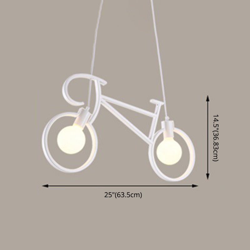 Retro Creative Iron Bicycle Chandelier 2 Light Dining Table Pendant Lighting Fixtures Clearhalo 'Ceiling Lights' 'Island Lights' Lighting' 2557081
