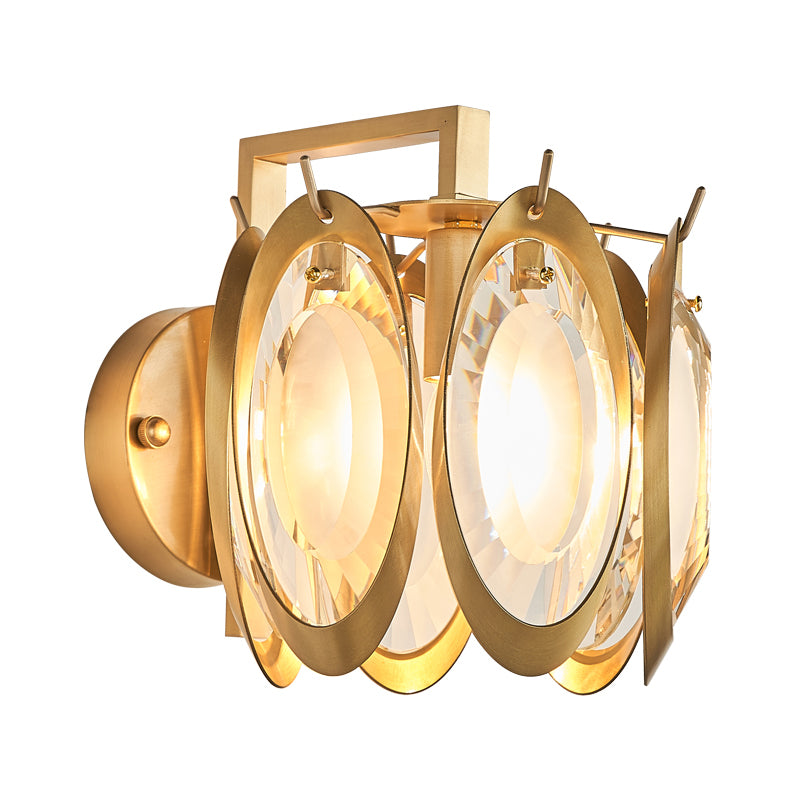 Modern Oval Shaped Wall Lighting Metallic 1 Light Living Room Golden Wall Light Fixture with Clear Crystal Deco Clearhalo 'Modern wall lights' 'Modern' 'Wall Lamps & Sconces' 'Wall Lights' Lighting' 255768